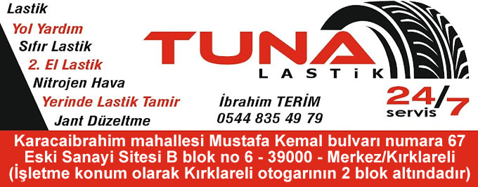 Kırklareli Tuna oto lastik kart vizit